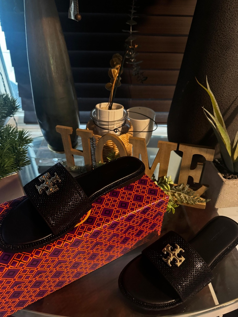 Women black Tory Burch embellish sandals